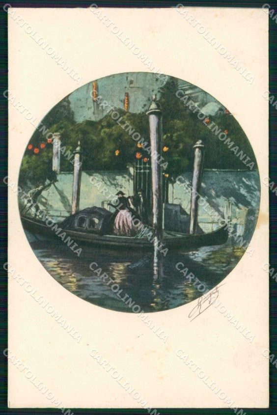 Venezia Città Giro in Gondola Illustratori cartolina RT7834 – fronte