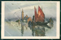 Venezia Città Bacino San Marco Barche Gabbiani Illustratori cartolina RT7836 – fronte