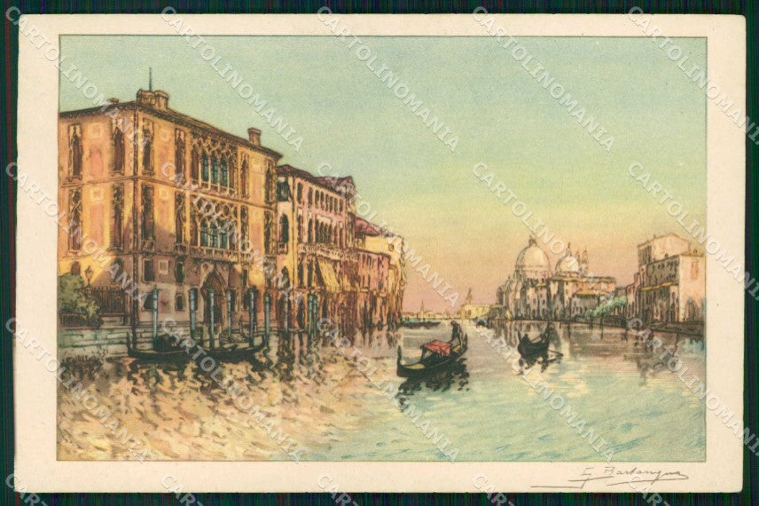 Venezia Città Veduta Generale del Canale Barche Illustratori cartolina RT7837 – fronte