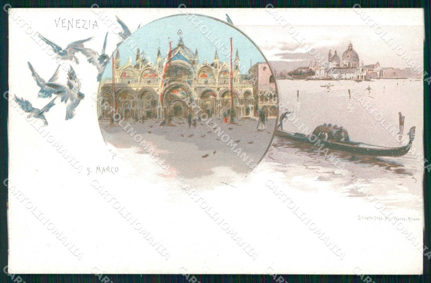 Venezia Città Piazza San Marco Bacino Piccioni Gondola cartolina RT7852 – fronte
