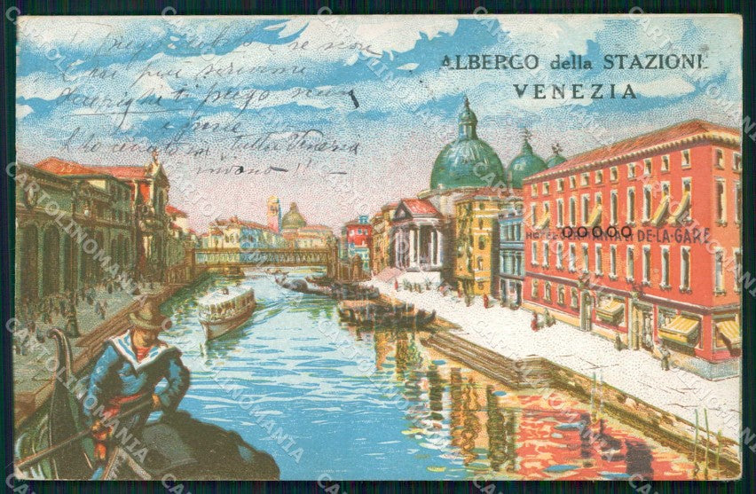 Venezia Città Albergo della Stazione Barche Illustratori cartolina RT7857 – fronte