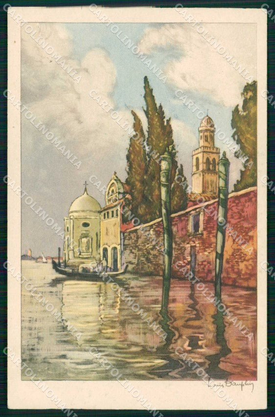 Venezia Città Canal Grande Acqua Alta Illustratori cartolina RT7858 – fronte