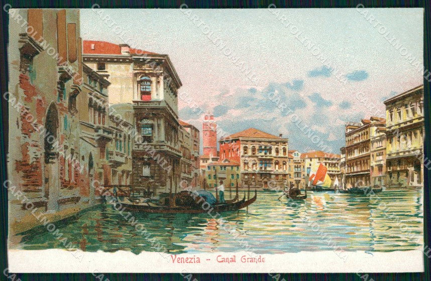 Venezia Città Canal Grande Barche Gobbato cartolina RT7870 – fronte