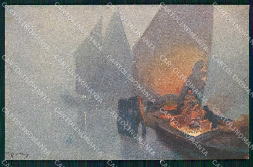 Venezia Città Notte in Laguna Illustratori cartolina RT7880 – fronte