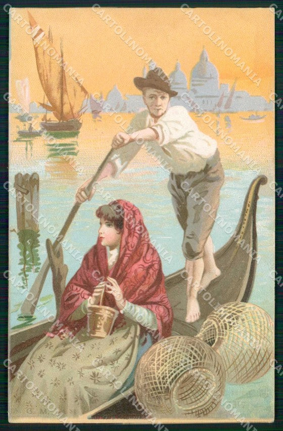 Venezia Città Gondoliere Illustratori cartolina RT7885 – fronte