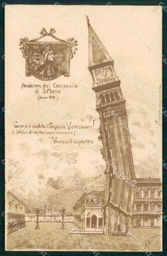 Venezia Città Doge Pietro Tron Fondatore del Campanile cartolina RT7892 – fronte