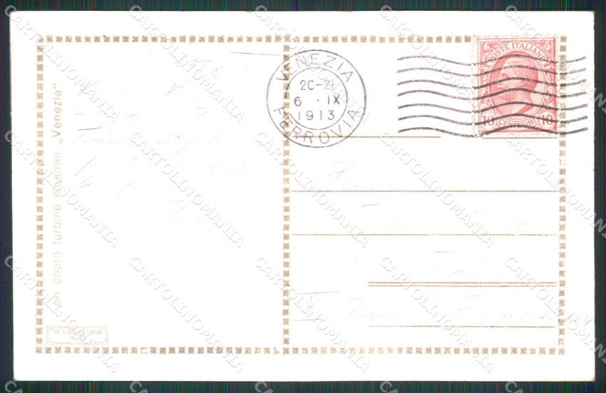 Venezia Città Turbine Steamer A Bordo cartolina RT7902 – retro