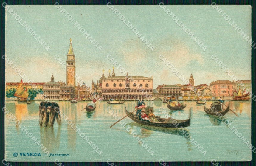 Venezia Città Veduta Generale San Marco Barche Illustratori cartolina RT7905 – fronte