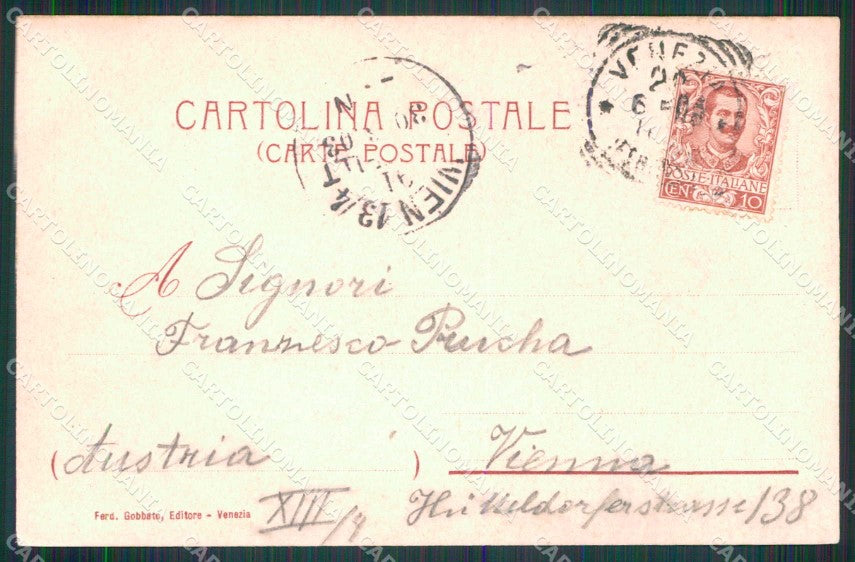 Venezia Città Canal Grande Barche Albergo d'Italia Gobbato cartolina RT7908 – retro