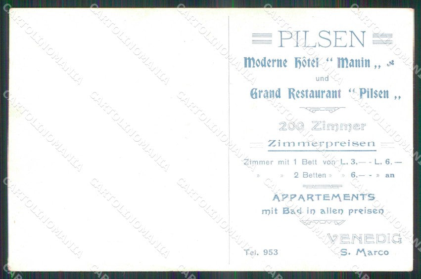 Venezia Città Piazza San Marco Ristorante Pilsen Hotel Manin cartolina RT7947 – retro