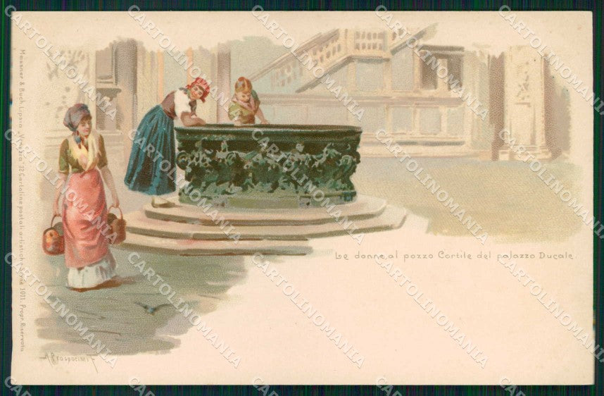 Venezia Città Pozzo Cortile Palazzo Ducale Meissner Buch 1011 cartolina RT7950 – fronte