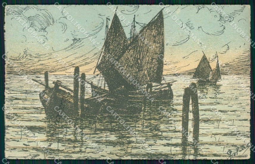 Venezia Città Canale con Barche cartolina RT7963 – fronte