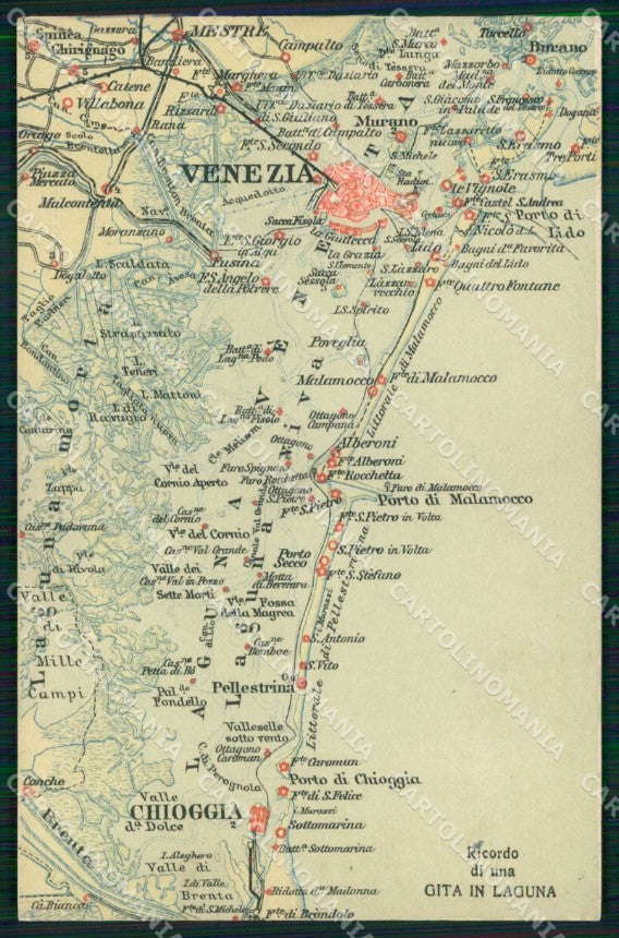Venezia Città Ricordo di Gita in Laguna Cartina Geografica cartolina RT7965 – fronte