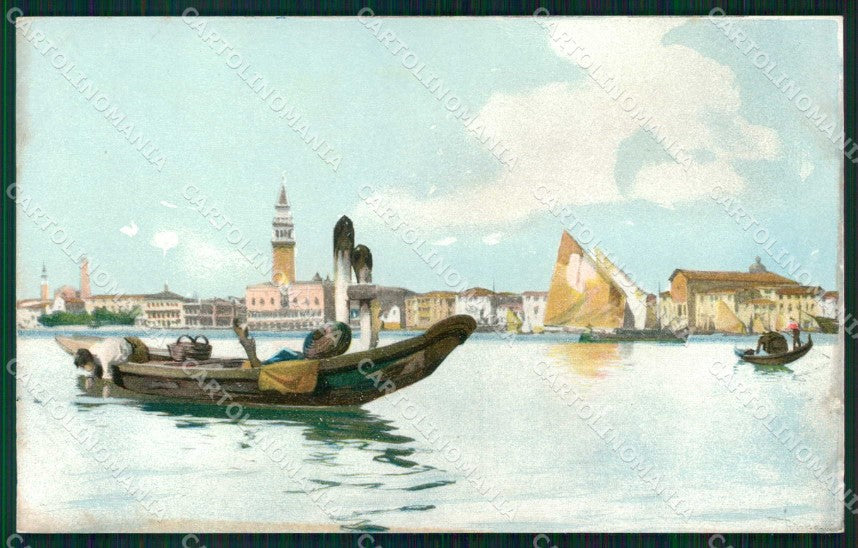 Venezia Città Bacino San Marco Barche cartolina RT7972 – fronte