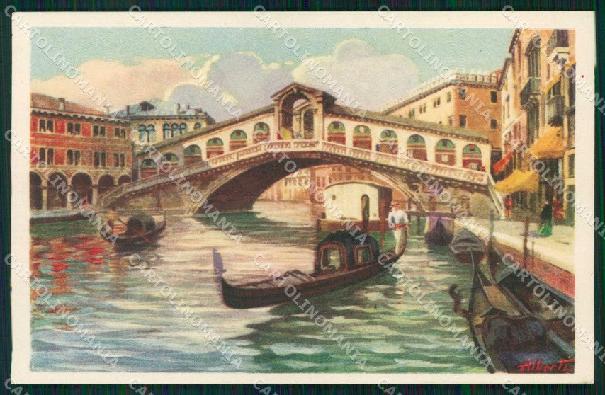 Venezia Città Ponte di Rialto Gondola Alberti cartolina RT7976 – fronte