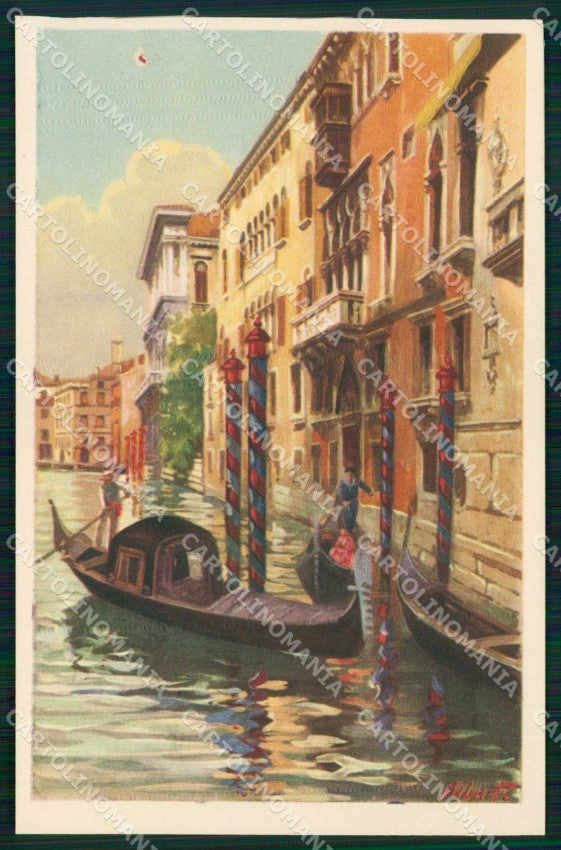 Venezia Città Sul Canal Grande Gondola Alberti cartolina RT7977 – fronte