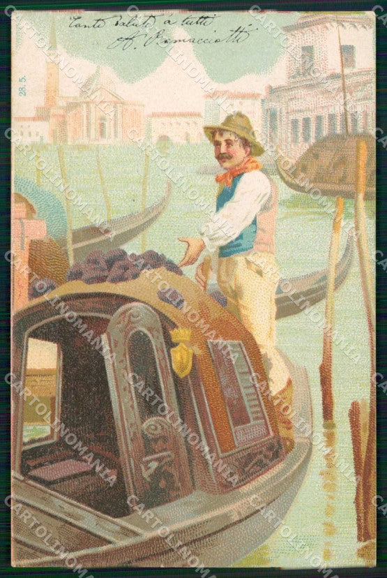 Venezia Città Gondoliere Illustratori cartolina RT7994 – fronte