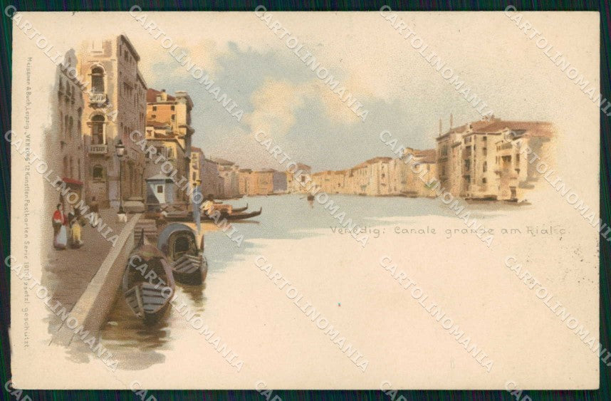 Venezia Città Canal Grande Gondole Meissner & Buch 1011 PIEGA cartolina RT8001 – fronte