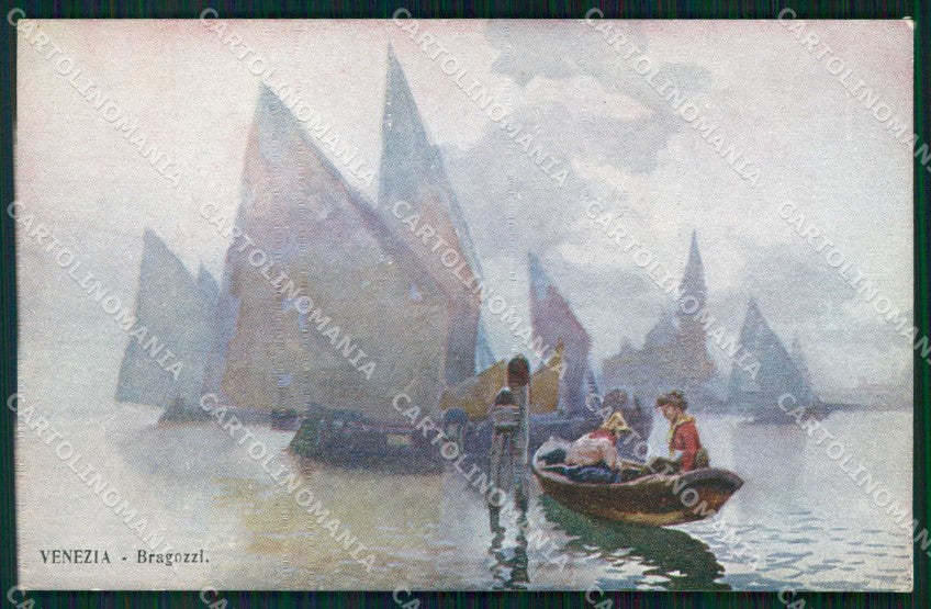 Venezia Città Bragozzi Barche Illustratori cartolina RT8005 – fronte