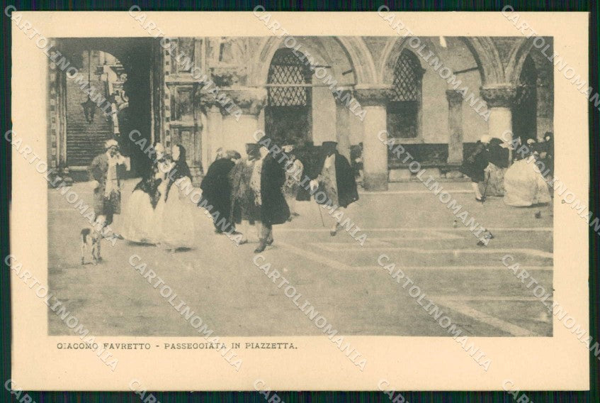 Venezia Città Passeggiata in Piazzetta Giacomo Favretto cartolina RT8007 – fronte