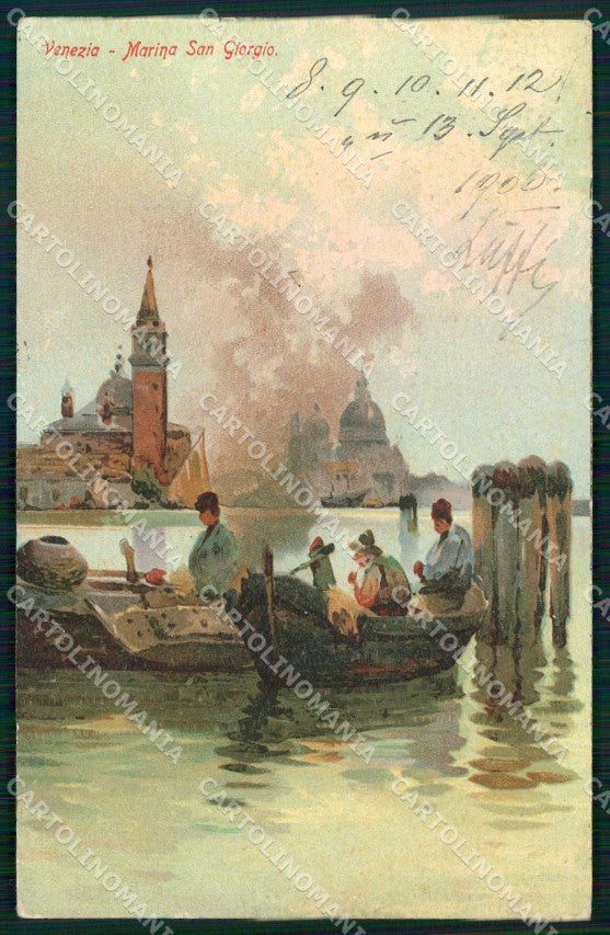 Venezia Città Marina San Giorgio Barche Illustratori cartolina RT8013 – fronte