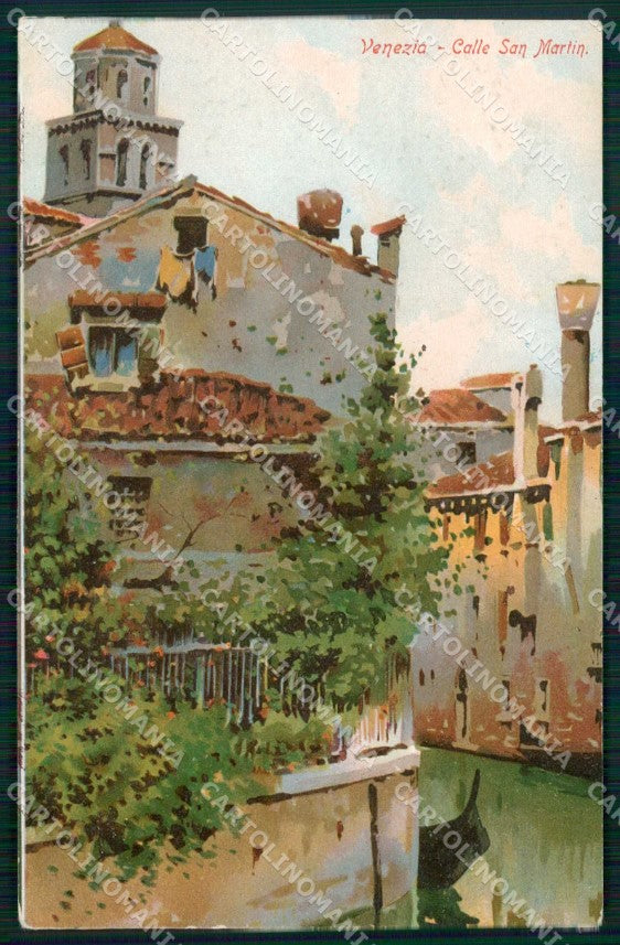 Venezia Città Calle San Martin Illustratori cartolina RT8015 – fronte
