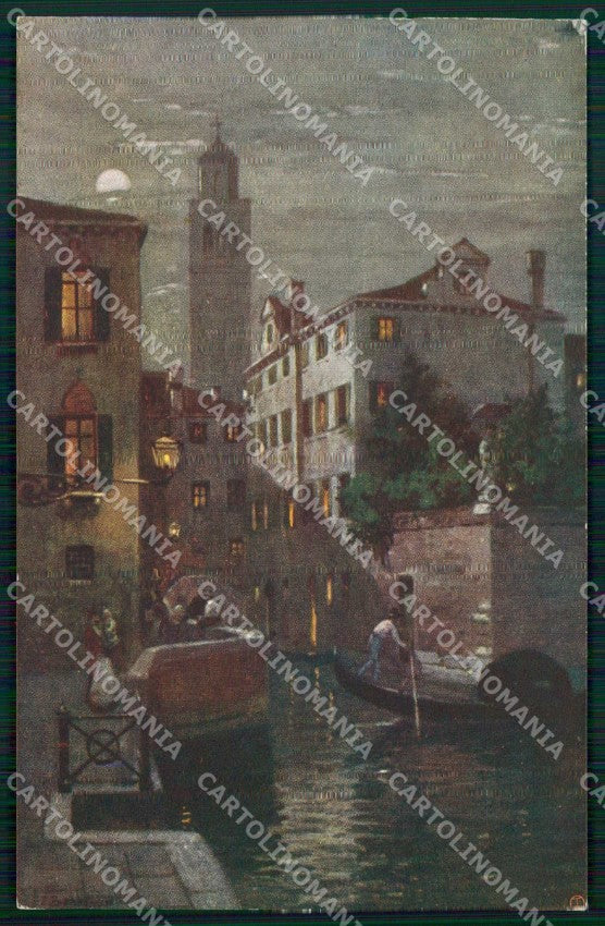 Venezia Città Rio della Fenice Chiaro di Luna Illustratori cartolina RT8016 – fronte