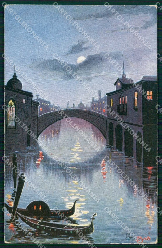 Venezia Città Ponte Canale con Barche Oilette 6681 cartolina RT8020 – fronte