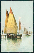Venezia Città Canal Grande con Barche Illustratori cartolina RT8027 – fronte