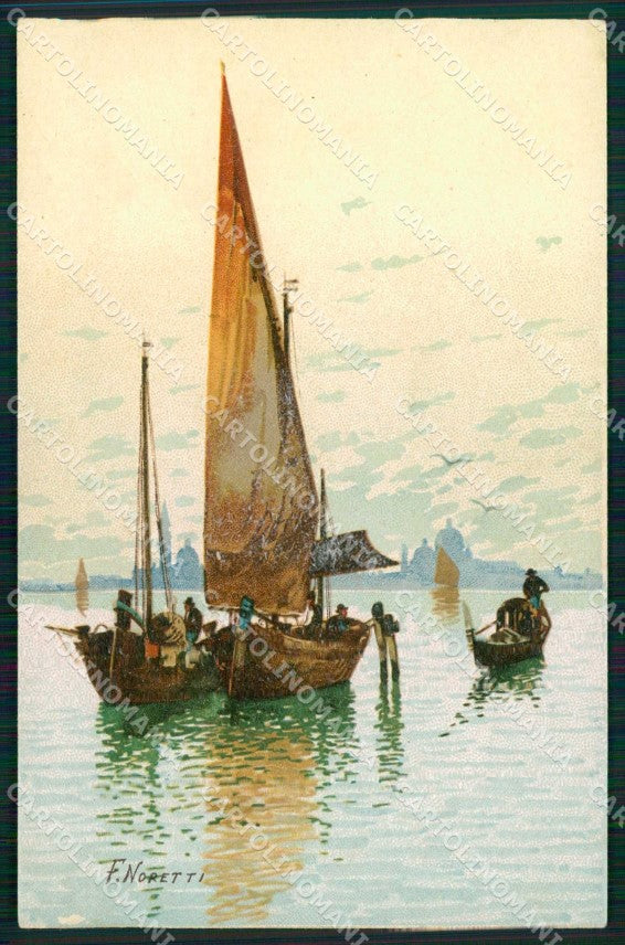 Venezia Città Canale Barche ABRASA Noretti Illustratori cartolina RT8028 – fronte