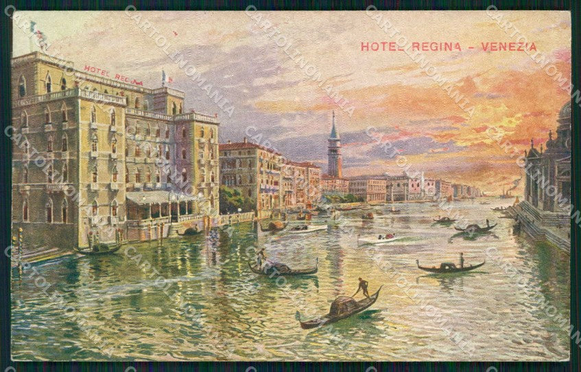 Venezia Città Hotel Regina Canale con Barche cartolina RT8034 – fronte