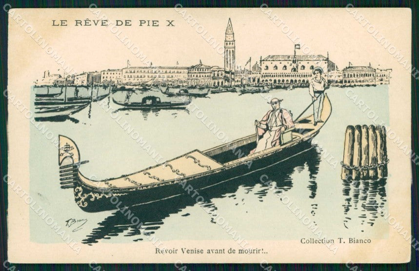 Venezia Città Visita di Pio X Giro in Gondola T.Bianco cartolina RT8044 – fronte