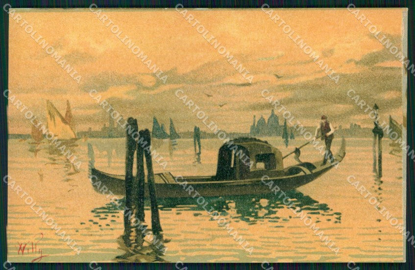 Venezia Città Gondola in Laguna Illustratori cartolina RT8045 – fronte
