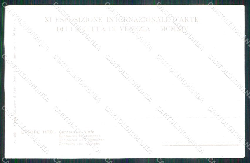 Venezia XI Esposizione Internazionale d'Arte Centauri Ninfe cartolina RT8095 – retro