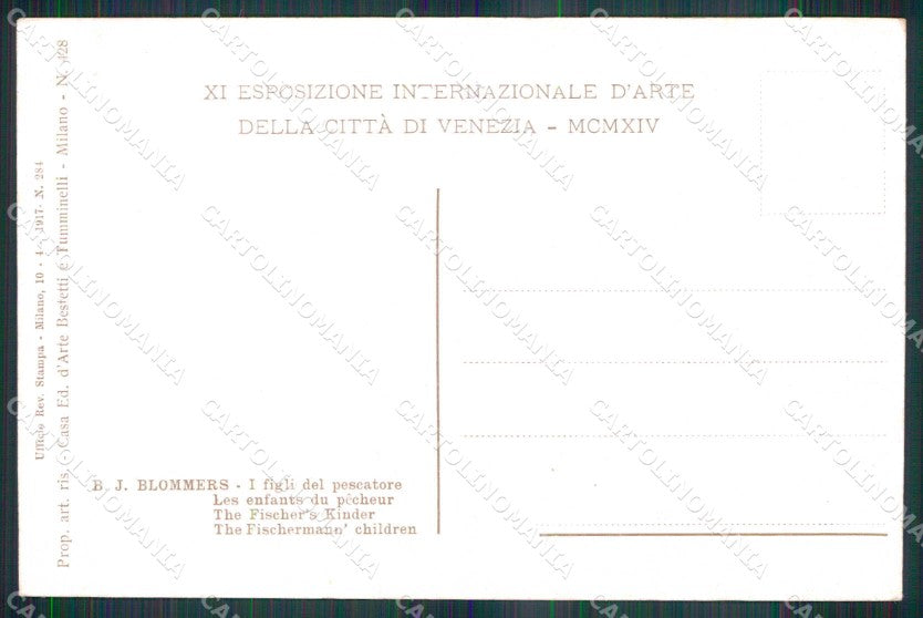 Venezia XI Esposizione Internazionale d'Arte Figli Pescatore cartolina RT8096 – retro
