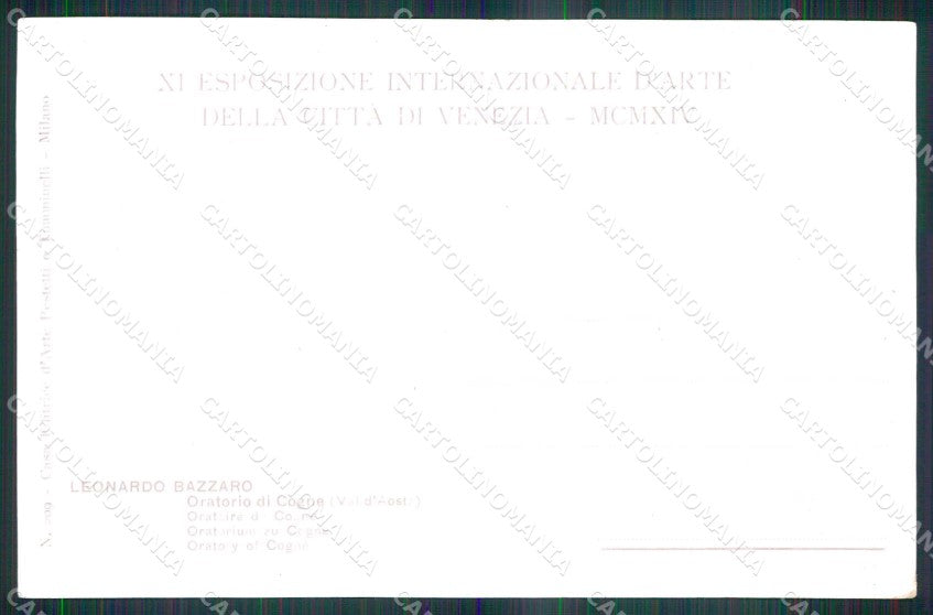 Venezia XI Esposizione Internazionale d'Arte Oratorio Cogne cartolina RT8097 – retro