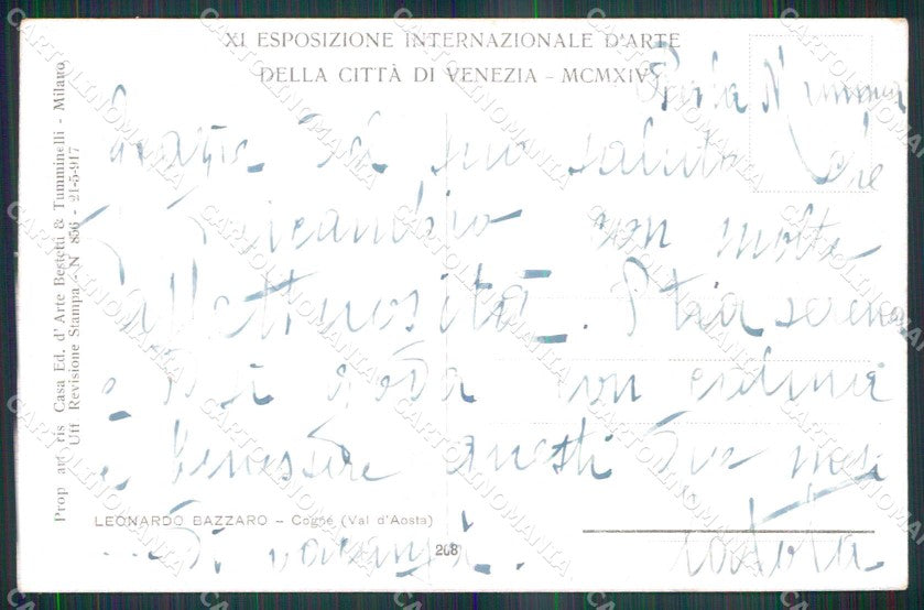 Venezia XI Esposizione Internazionale d'Arte Cogne Val d'Aosta cartolina RT8106 – retro
