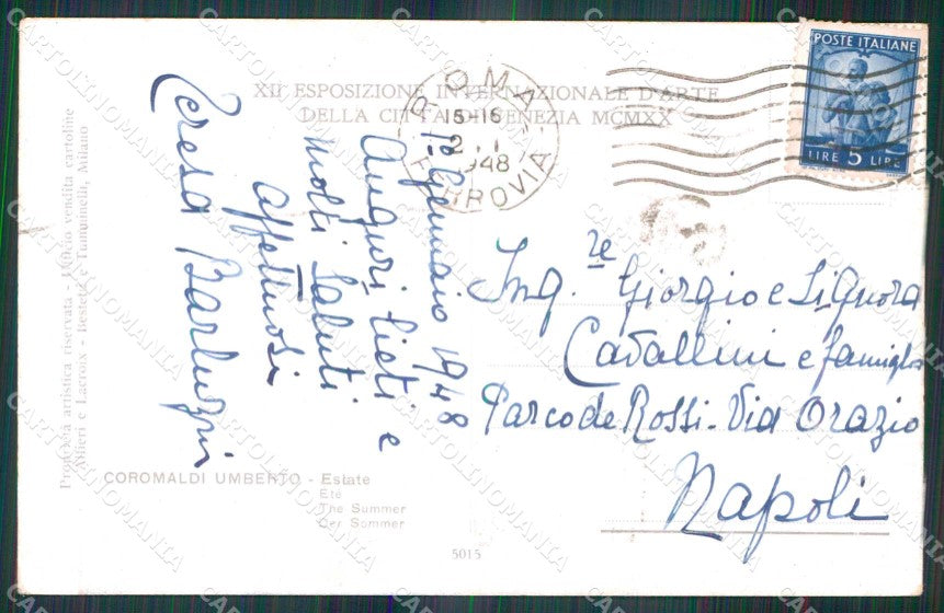 Venezia Città XII Esposizione Internazionale d'Arte Estate cartolina RT8112 – retro