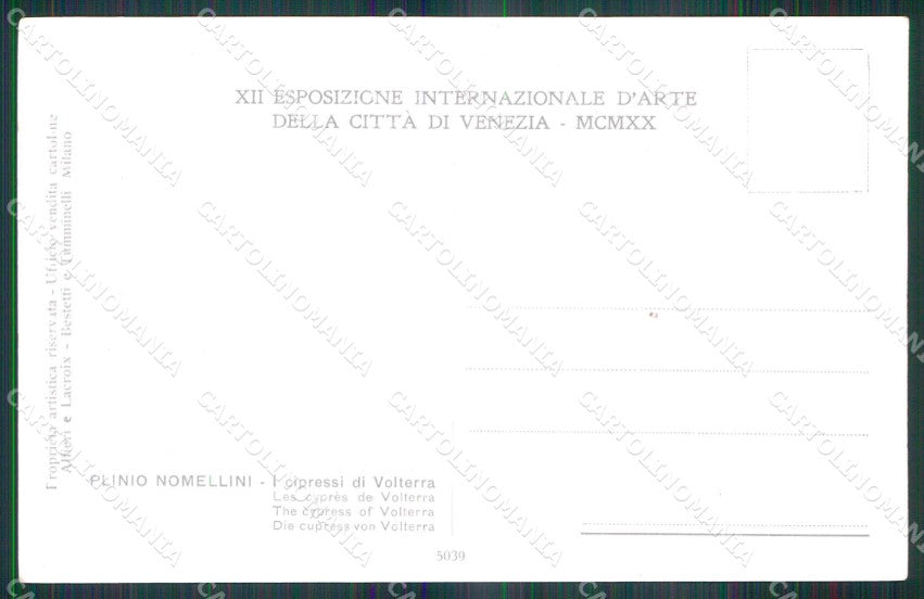 Venezia XII Esposizione Internaz d'Arte Cipressi di Volterra cartolina RT8124 – retro