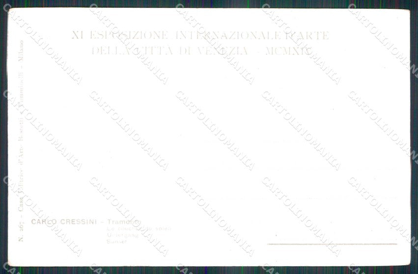 Venezia Città XI Esposizione Internazionale d'Arte Tramonto cartolina RT8137 – retro