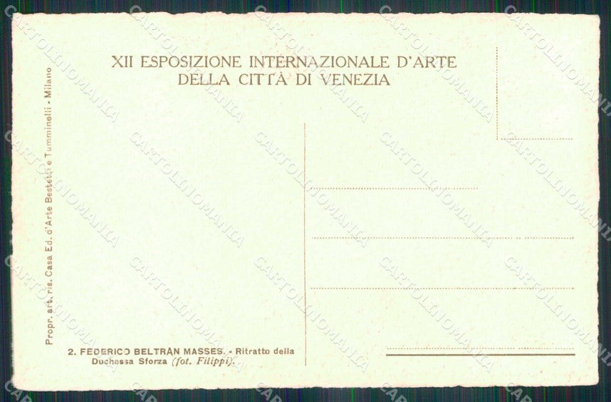 Venezia Città XII Espo Internaz d'Arte Ritratto Duchessa Sforza cartolina RT8139 – retro
