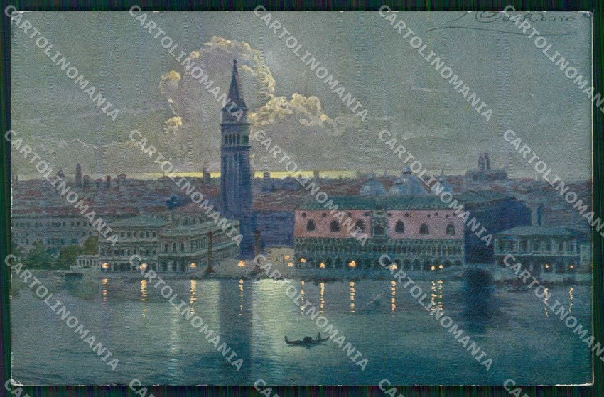 Venezia Città Veduta Generale Gondola Notturno Guerzoni cartolina RT8143 – fronte