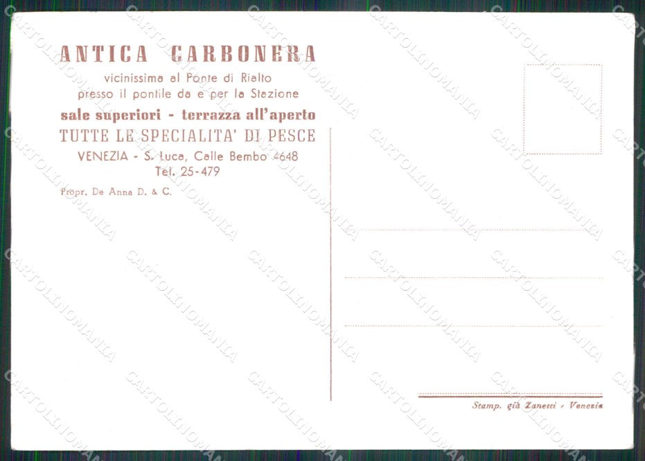 Venezia Città Antica Carbonera Ristorante FG cartolina RT8162 – retro