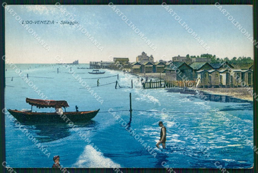 Venezia Città Lido di Spiaggia Barche Garbisa cartolina RT8204 – fronte