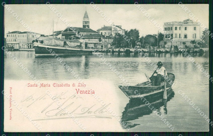Venezia Città Lido di Santa Maria Elisabetta Barche Gobbato cartolina RT8210 – fronte