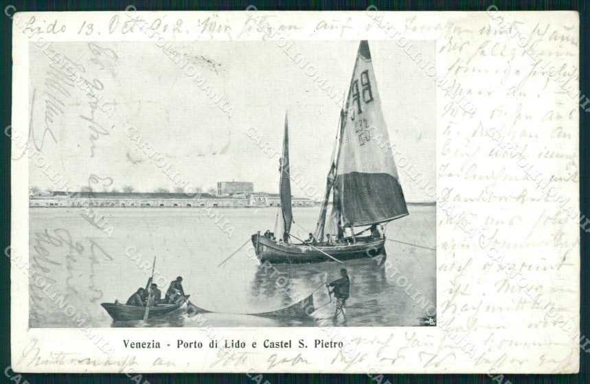 Venezia Città Lido di Porto Castel San Pietro Barche cartolina RT8223 – fronte