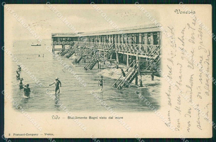Venezia Città Lido di Stabilimento Bagni Visto dal Mare cartolina RT8229 – fronte