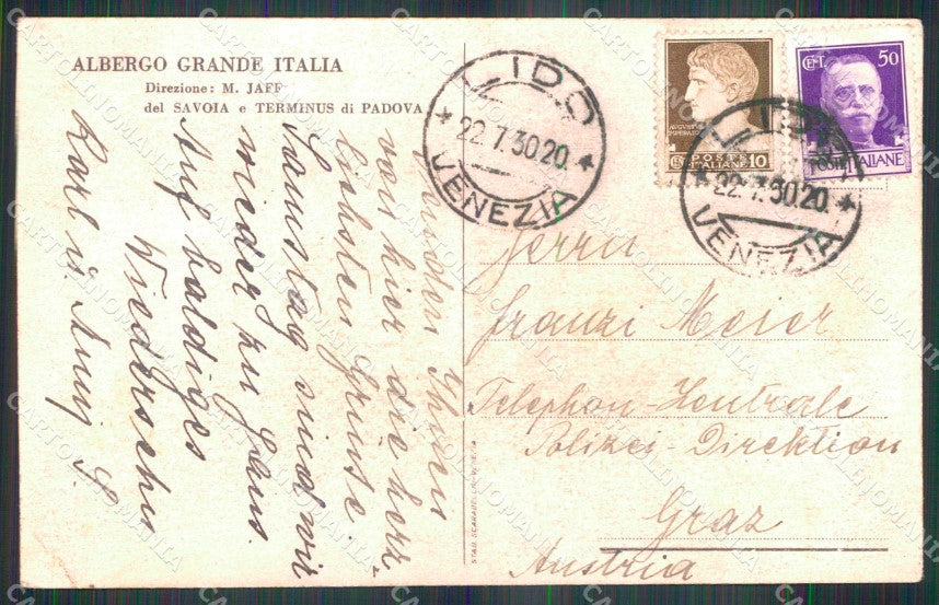 Venezia Città Lido di Albergo Savoia Grande Italia Barche cartolina RT8233 – retro
