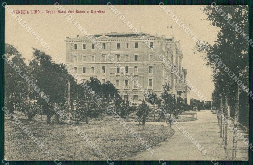 Venezia Città Lido di Grand Hotel des Bains Giardino cartolina RT8240 – fronte