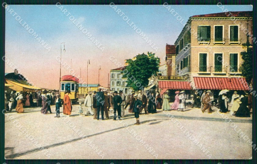 Venezia Città Lido di Piazzale Santa Maria Elisabetta Tram cartolina RT8247 – fronte